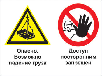 Кз 32 опасно - возможно падение груза. доступ посторонним запрещен. (пластик, 400х300 мм) - Знаки безопасности - Комбинированные знаки безопасности - vektorb.ru