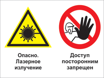 Кз 28 опасно - лазерное излучение - доступ посторонним запрещен. (пленка, 600х400 мм) - Знаки безопасности - Комбинированные знаки безопасности - vektorb.ru